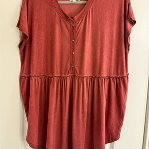 Wonderly Rust Button-Front Tunic